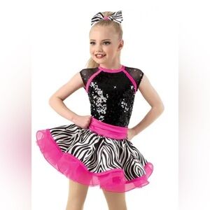Weissman Black and Pink Zebra Dance Costume